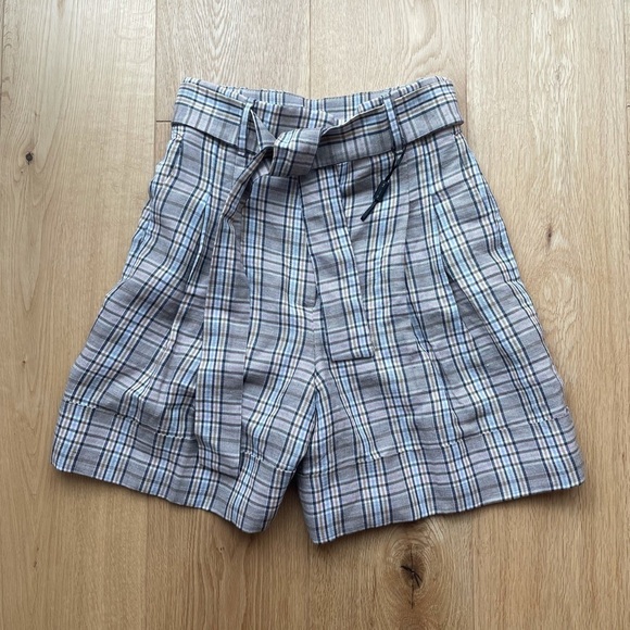 NWOT CHECKED LINEN BLEND BERMUDA SHORTS - 6 - Picture 4 of 13
